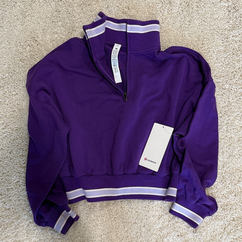 Lululemon Purple Half-Zip Pullover with White Stripes NWT